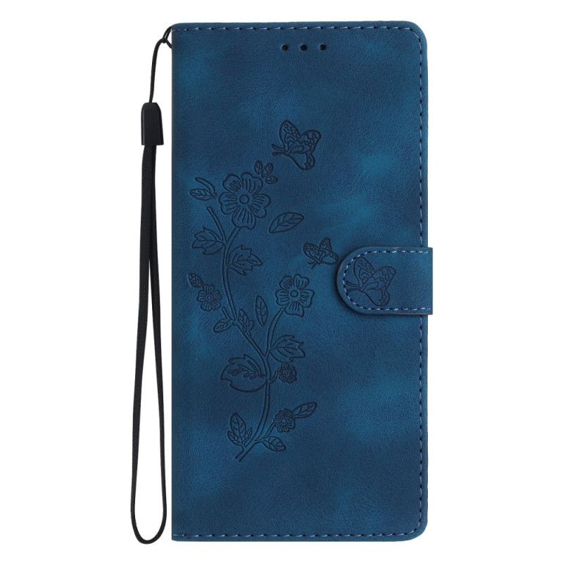 Leren Hoesje Xiaomi 17 Suède-effect Bloemenpatroon Bescherming Hoesje