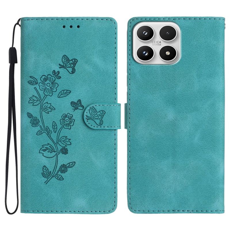 Leren Hoesje Xiaomi 17 Suède-effect Bloemenpatroon Bescherming Hoesje
