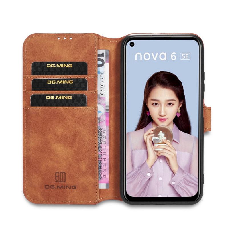 Bescherming Hoesje Huawei P40 Lite Grijs Zwart Retro Dg.Ming