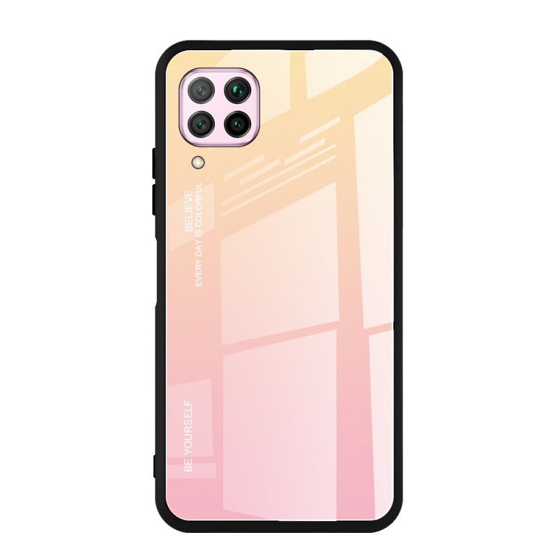 Case Hoesje Huawei P40 Lite Magenta Rood Telefoonhoesje Wees Jezelf Gehard Glas