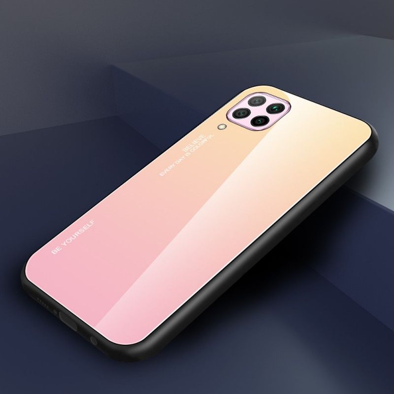 Case Hoesje Huawei P40 Lite Magenta Rood Telefoonhoesje Wees Jezelf Gehard Glas