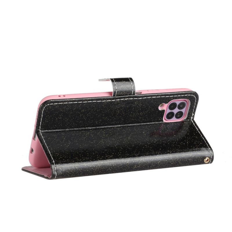 Cover Folio-hoesje Huawei P40 Lite Rose Goud Telefoonhoesje Pailletten