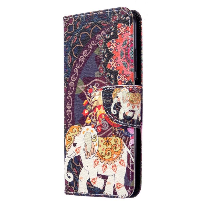 Cover Folio-hoesje Huawei P40 Lite Telefoonhoesje Etnische Olifantenmandala