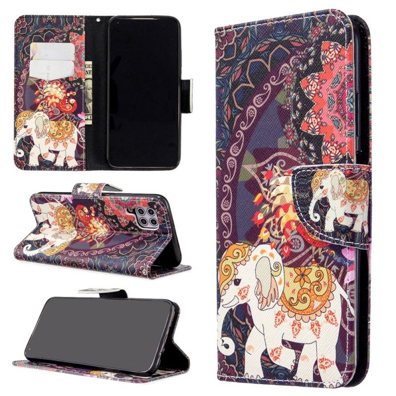 Cover Folio-hoesje Huawei P40 Lite Telefoonhoesje Etnische Olifantenmandala