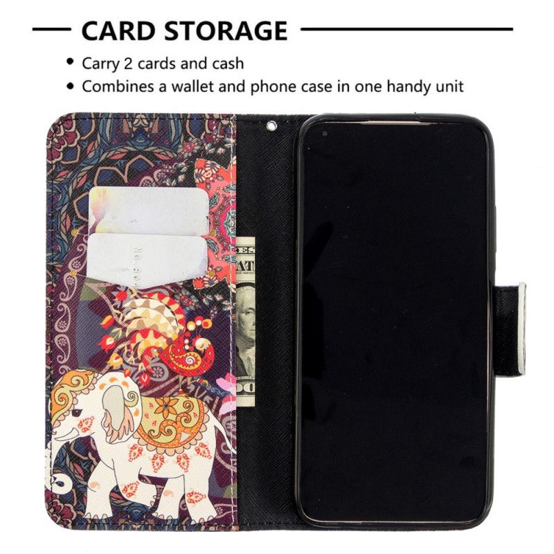 Cover Folio-hoesje Huawei P40 Lite Telefoonhoesje Etnische Olifantenmandala