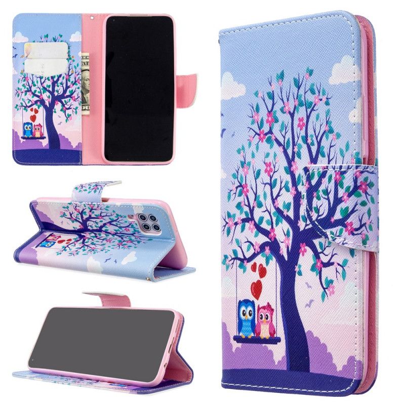 Cover Folio-hoesje Huawei P40 Lite Telefoonhoesje Uilen Op De Schommel
