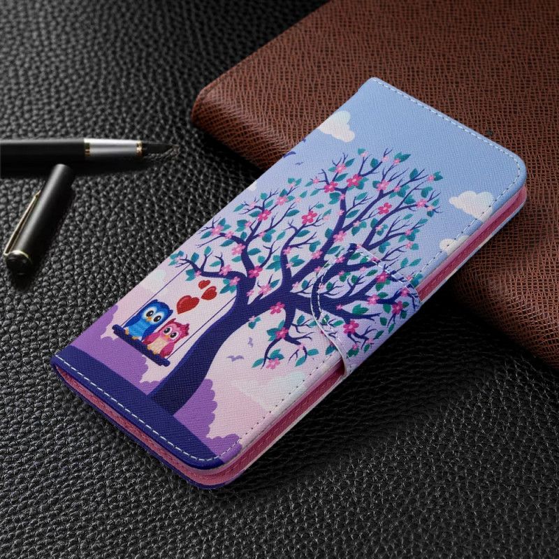 Cover Folio-hoesje Huawei P40 Lite Telefoonhoesje Uilen Op De Schommel