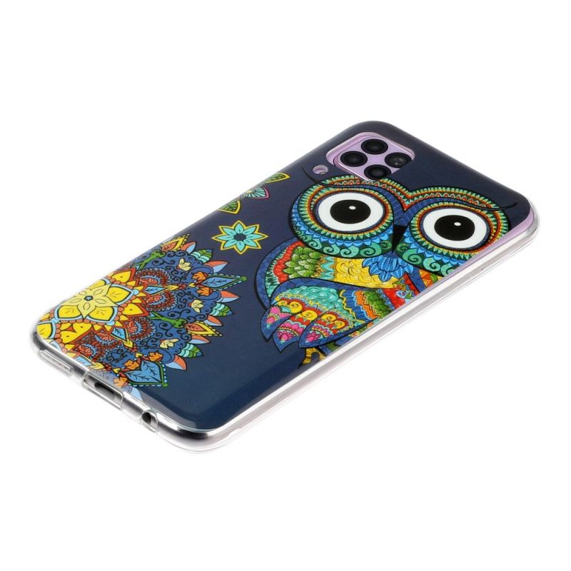 Cover Hoesje Huawei P40 Lite Telefoonhoesje Fluorescerende Mandala-Uil