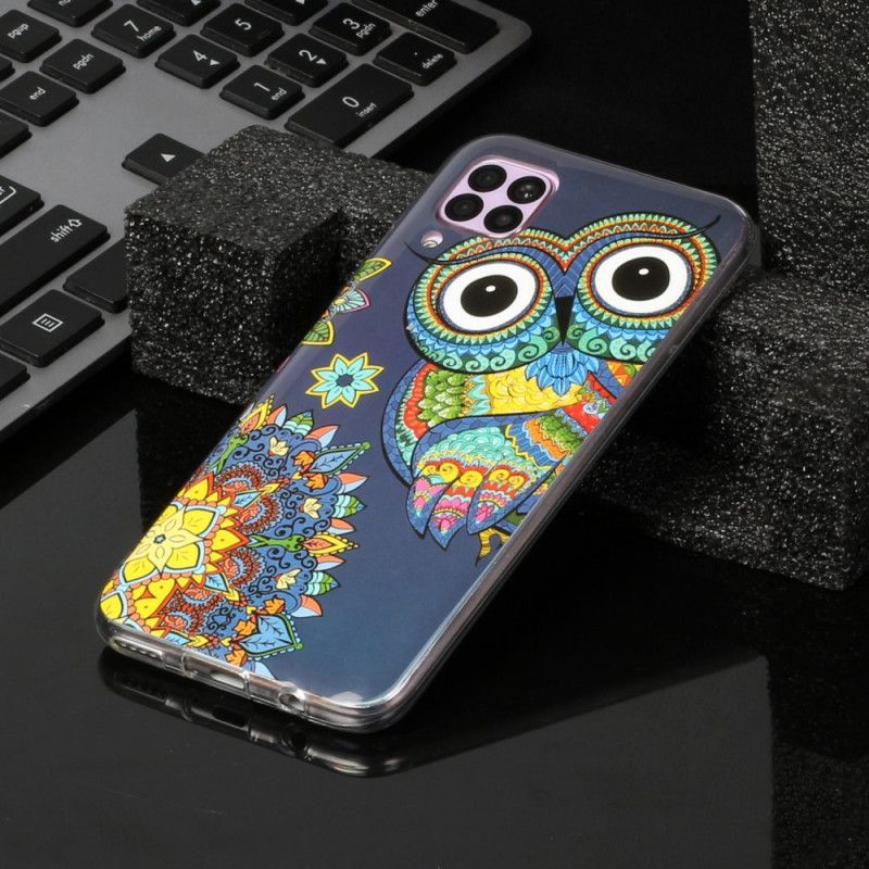 Cover Hoesje Huawei P40 Lite Telefoonhoesje Fluorescerende Mandala-Uil