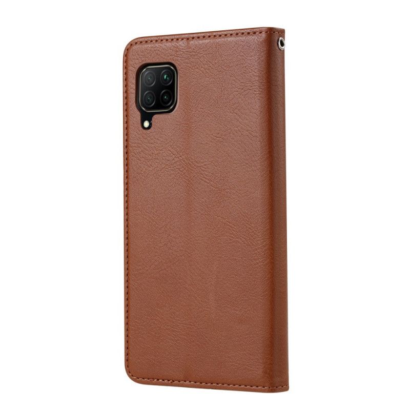 Folio-hoesje Huawei P40 Lite Bruin Zwart Telefoonhoesje Kaarthouder Van Imitatieleer