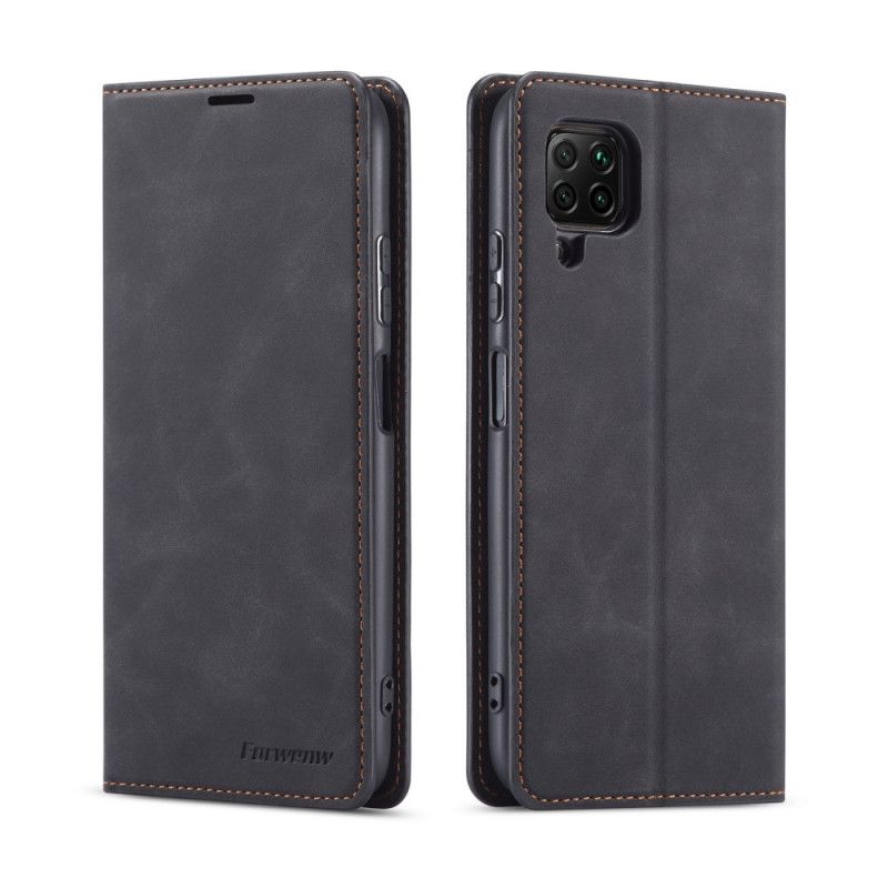 Folio-hoesje Huawei P40 Lite Rood Zwart Voorwenw Leereffect