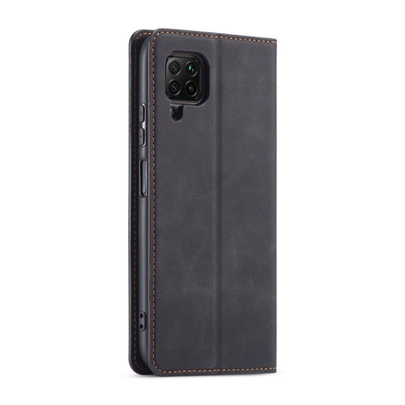 Folio-hoesje Huawei P40 Lite Rood Zwart Voorwenw Leereffect