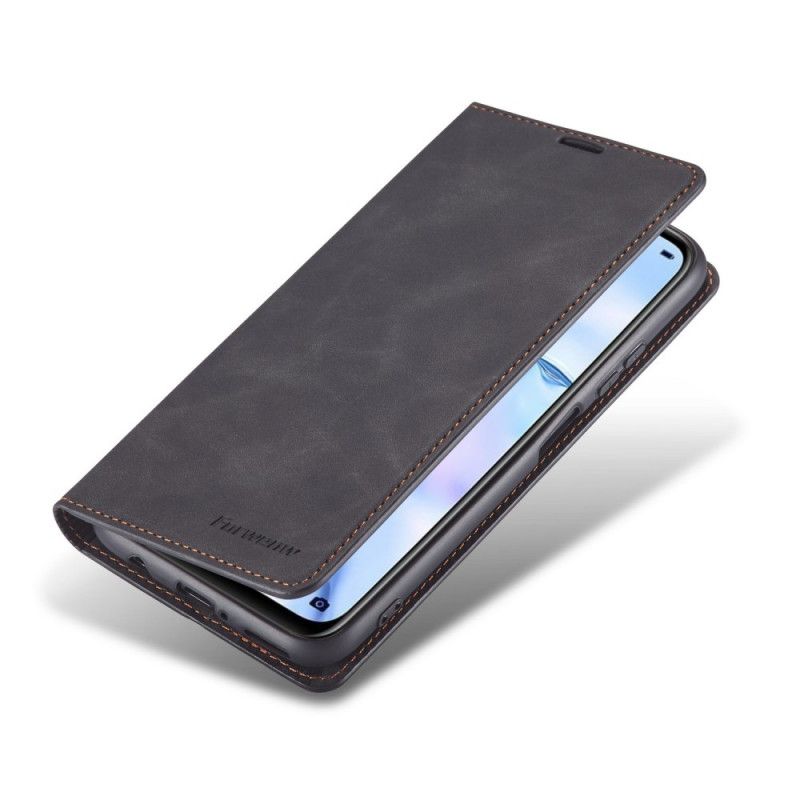 Folio-hoesje Huawei P40 Lite Rood Zwart Voorwenw Leereffect
