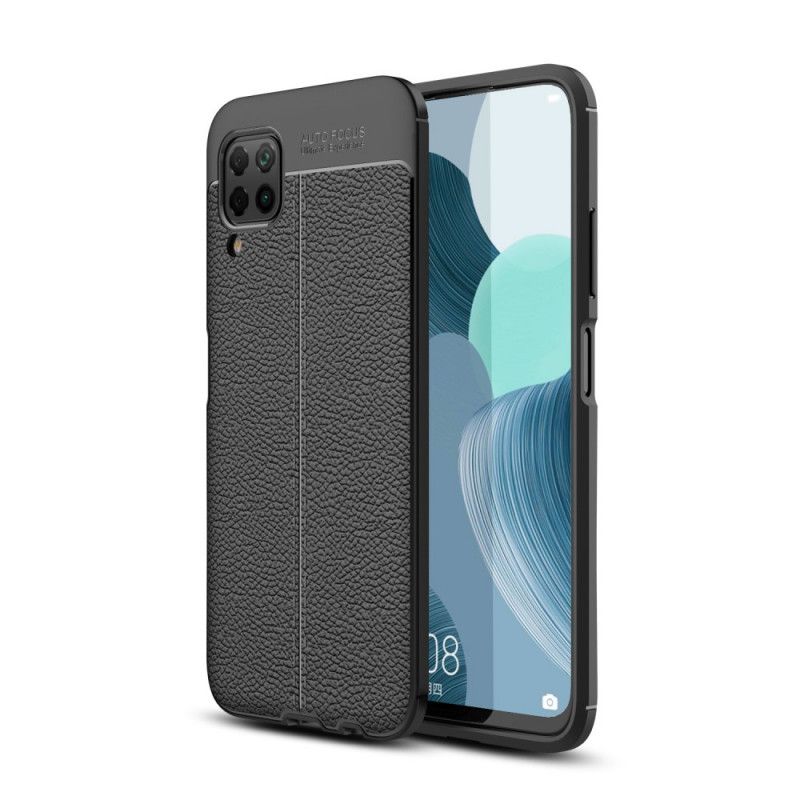 Hoesje Huawei P40 Lite Rood Zwart Dubbellijns Lychee Leereffect