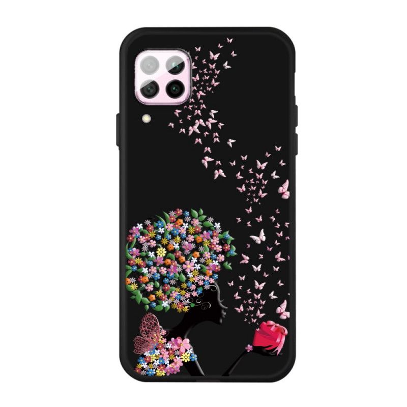 Hoesje Huawei P40 Lite Vrouw Met Een Bloemig Hoofd