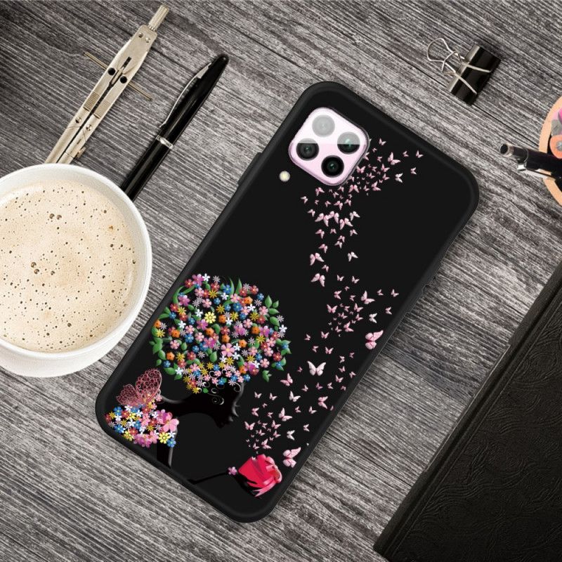 Hoesje Huawei P40 Lite Vrouw Met Een Bloemig Hoofd