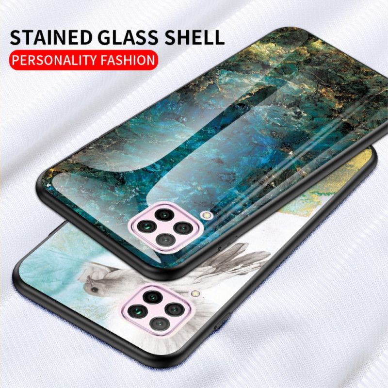 Hoesje Huawei P40 Lite Wit Zwart Premumkleuren Van Gehard Glas