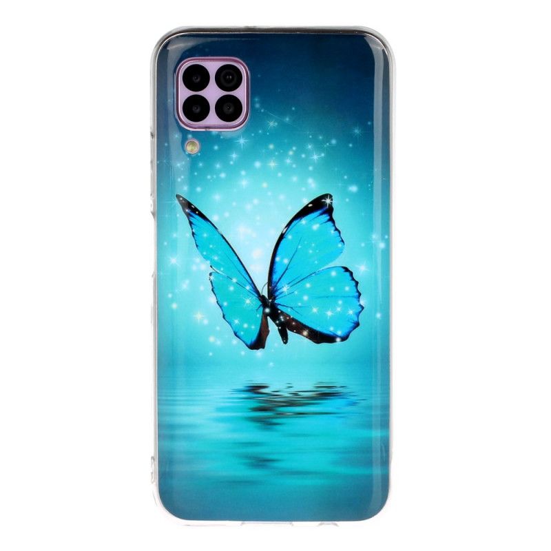 Hoesje voor Huawei P40 Lite Fluorescerende Blauwe Vlinder