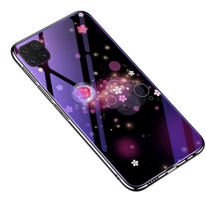 Hoesje voor Huawei P40 Lite Lichtpaars Paars Gehard Glas En Bloemensilicone