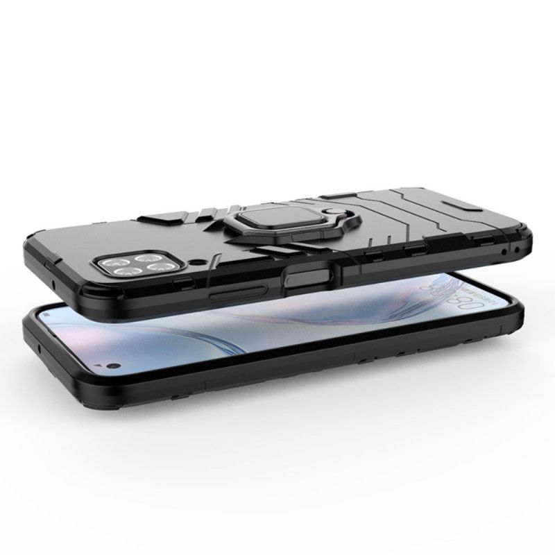Hoesje voor Huawei P40 Lite Rood Zwart Resistente Ring