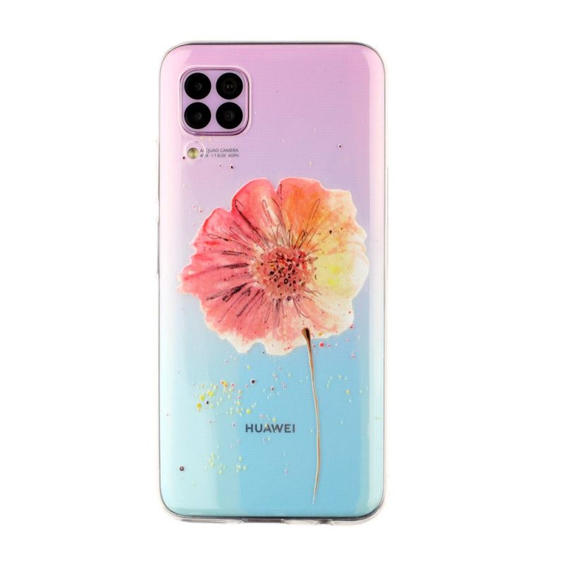 Hoesje voor Huawei P40 Lite Transparante Aquarel Klaproos
