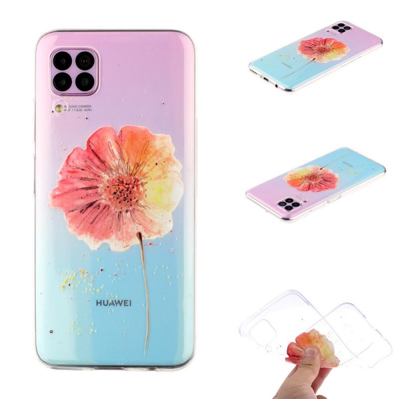 Hoesje voor Huawei P40 Lite Transparante Aquarel Klaproos