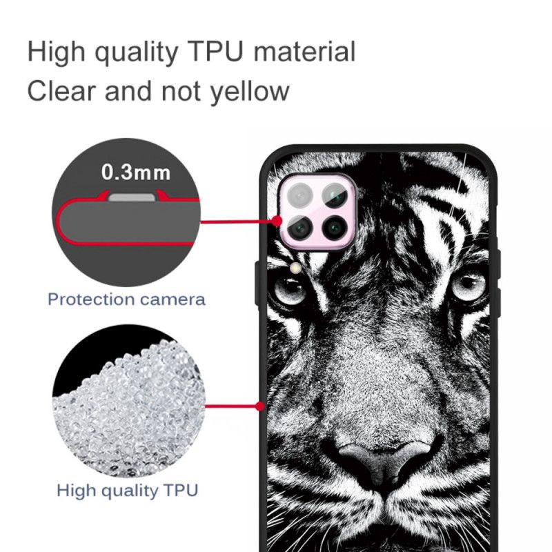 Hoesje voor Huawei P40 Lite Zwart-Witte Tijger