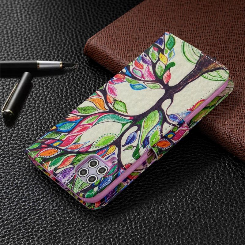 Leren Hoesje Huawei P40 Lite Gekleurde Boom