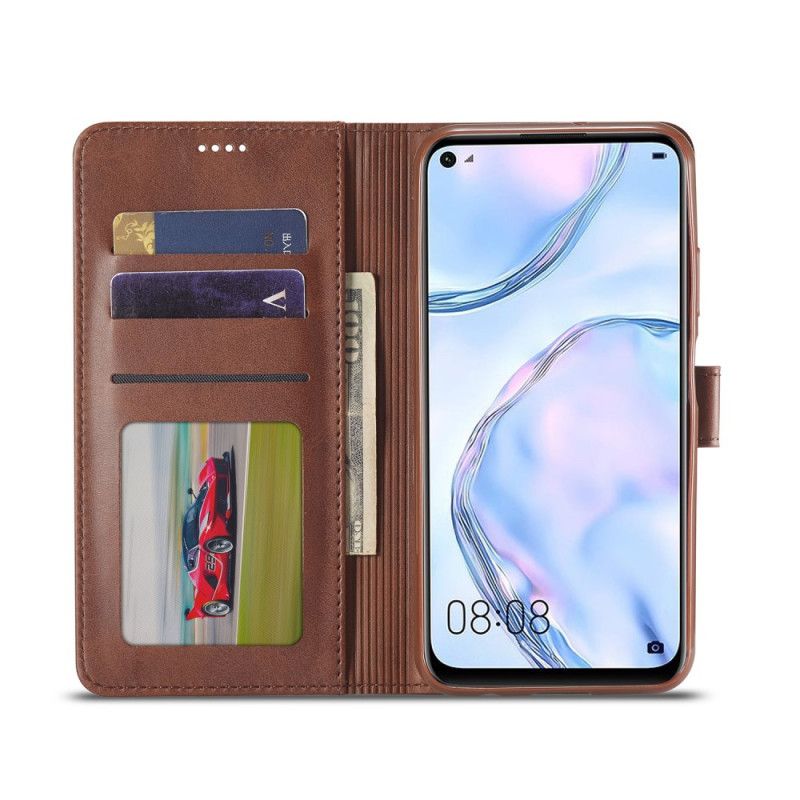 Leren Hoesje Huawei P40 Lite Grijs Zwart Lc.Imeeke Leereffect