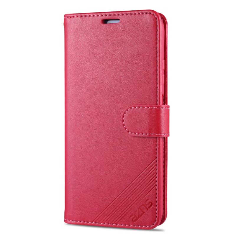Leren Hoesje Huawei P40 Lite Rood Zwart Azns Kunstleer