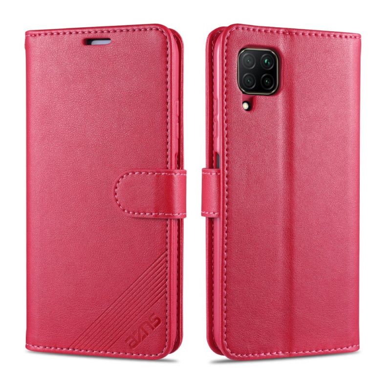 Leren Hoesje Huawei P40 Lite Rood Zwart Azns Kunstleer