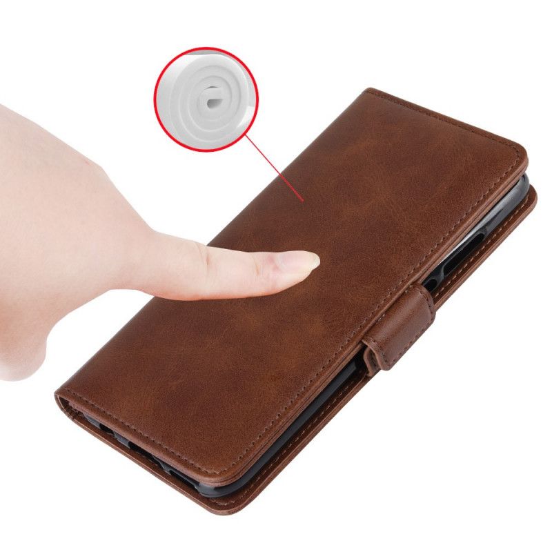 Leren Hoesje Huawei P40 Lite Rood Zwart Dubbele Klep