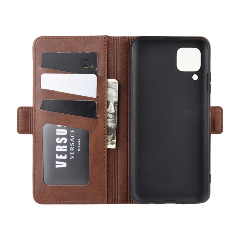 Leren Hoesje Huawei P40 Lite Rood Zwart Dubbele Klep