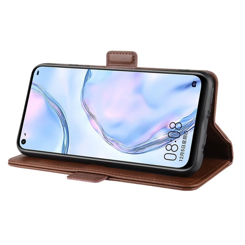 Leren Hoesje Huawei P40 Lite Rood Zwart Dubbele Klep