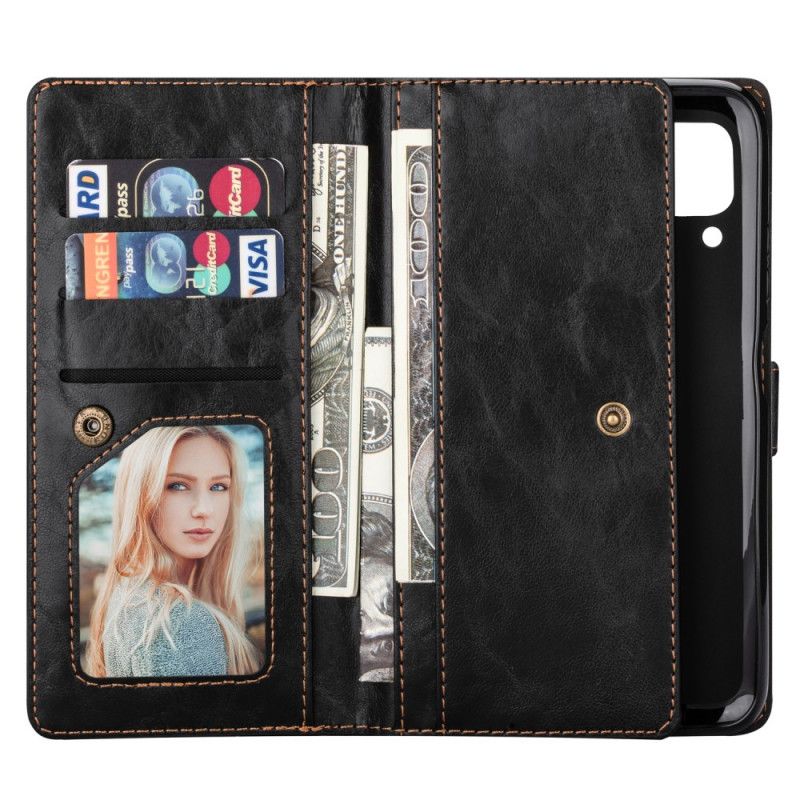 Leren Hoesje Huawei P40 Lite Rood Zwart Retro Sluiting En Split Aan De Achterkant