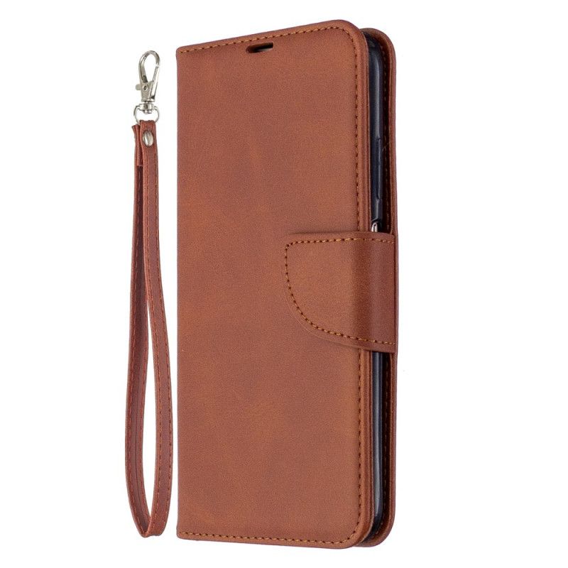 Leren Hoesje voor Huawei P40 Lite Koffie Donkerblauw Gladde Schuine Flap