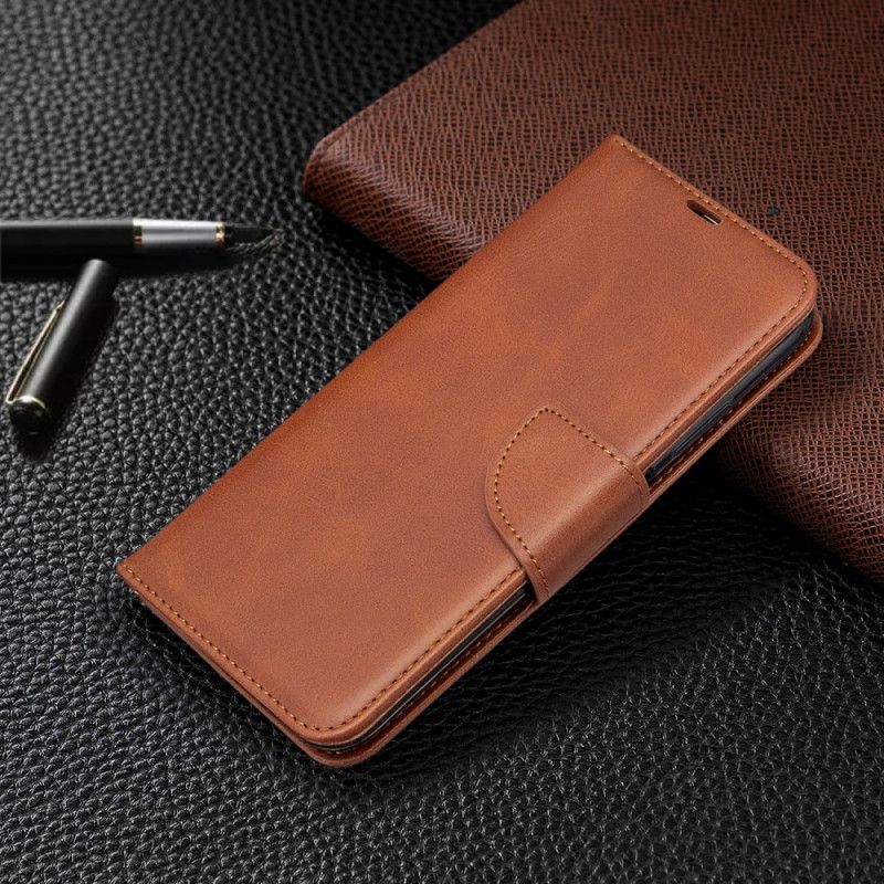 Leren Hoesje voor Huawei P40 Lite Koffie Donkerblauw Gladde Schuine Flap