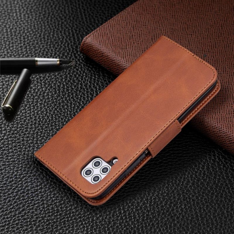 Leren Hoesje voor Huawei P40 Lite Koffie Donkerblauw Gladde Schuine Flap