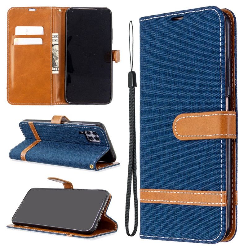 Leren Hoesje voor Huawei P40 Lite Magenta Grijs Stof En Leereffect Met String