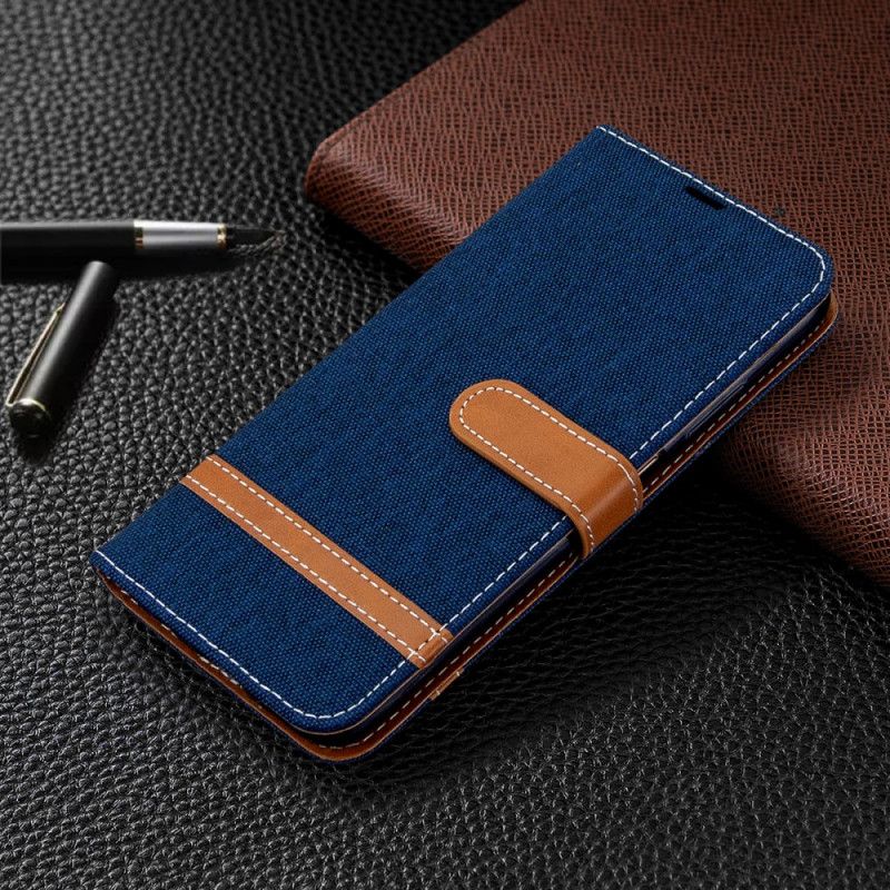 Leren Hoesje voor Huawei P40 Lite Magenta Grijs Stof En Leereffect Met String