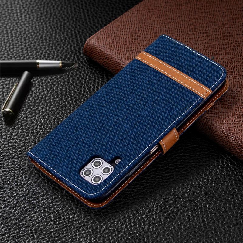 Leren Hoesje voor Huawei P40 Lite Magenta Grijs Stof En Leereffect Met String