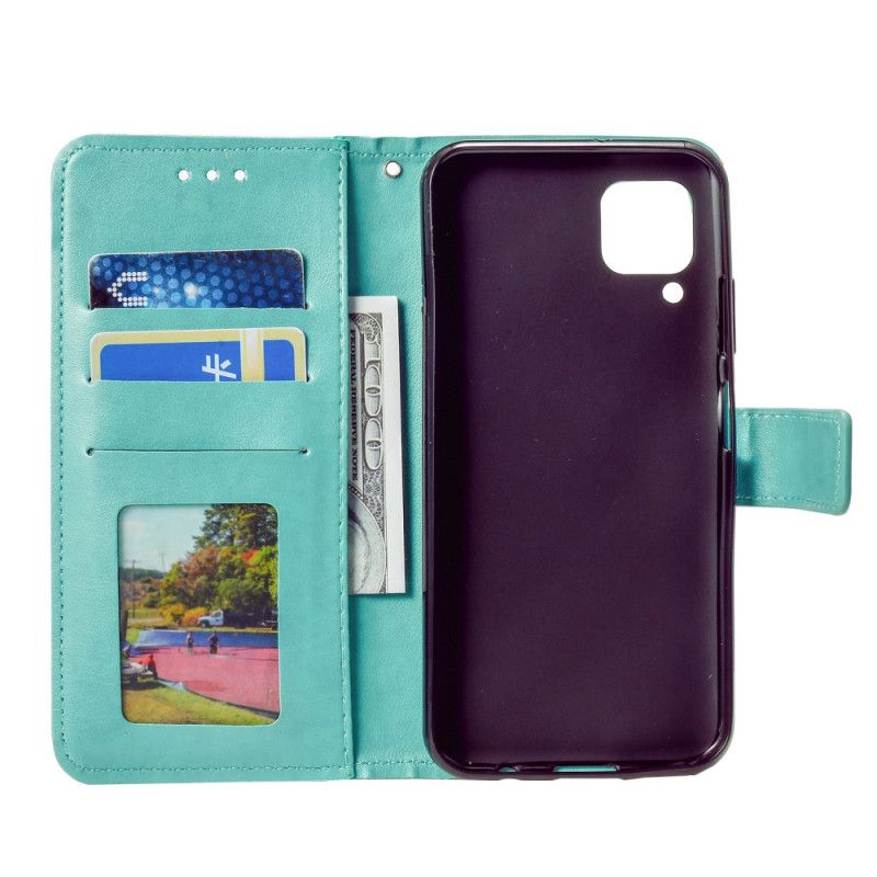 Leren Hoesje voor Huawei P40 Lite Magenta Grijs Zon Mandala