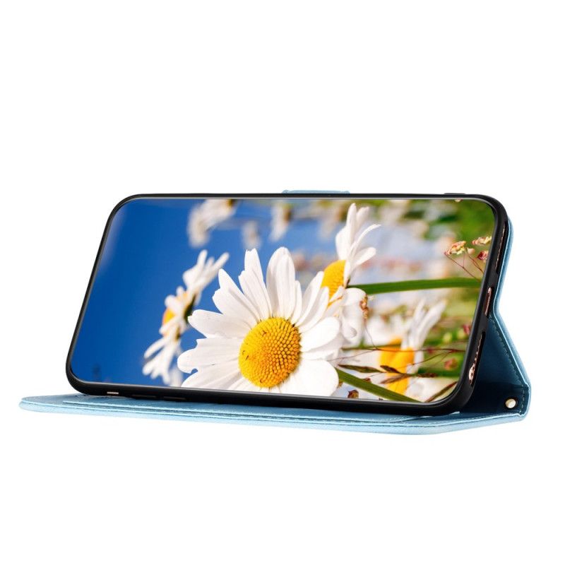 Flip Case Leren Sony Xperia 1 Vii Bloemenprint Met Bandje
