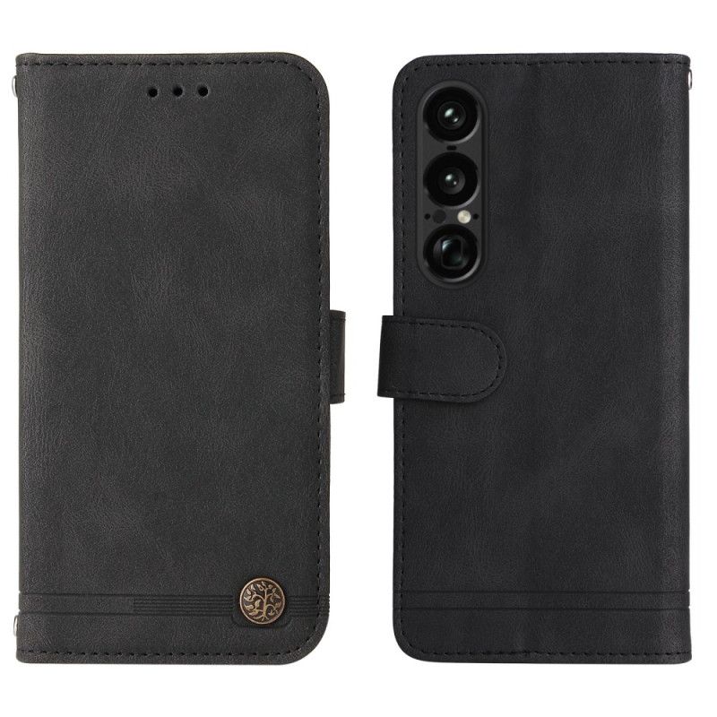Flip Case Leren Sony Xperia 1 Vii Vintage-effect Met Klinknagel