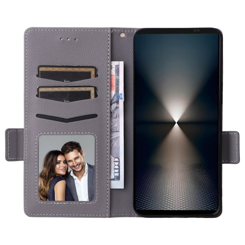 Folio-hoesje Sony Xperia 1 Vii Telefoonhoesje Lychee-textuur Met Riem