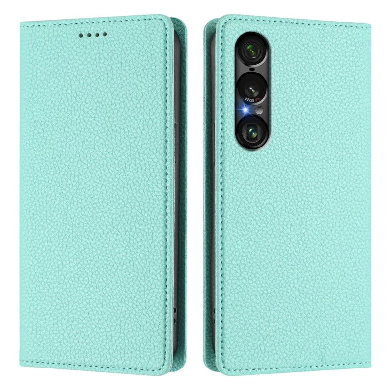 Folio-hoesje Sony Xperia 1 Vii Telefoonhoesje Rfid-bescherming Lychee Leertextuur