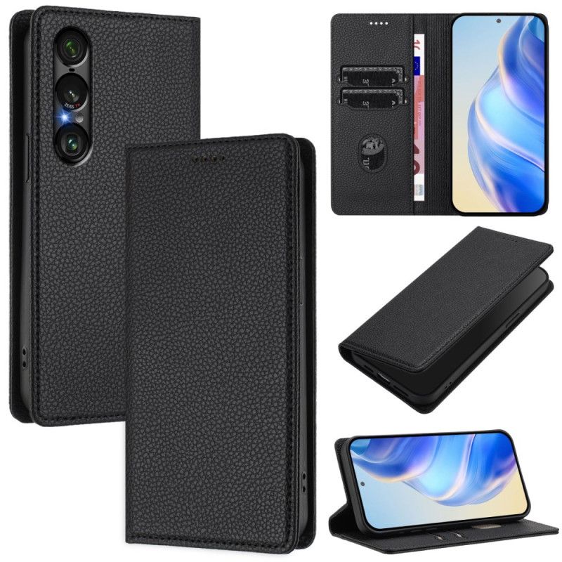 Folio-hoesje Sony Xperia 1 Vii Telefoonhoesje Rfid-bescherming Lychee Leertextuur
