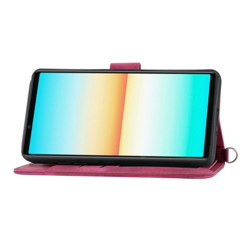 Folio-hoesje Sony Xperia 1 Vii Telefoonhoesje Suède Kanteffect