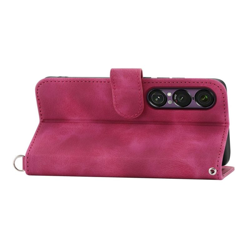 Folio-hoesje Sony Xperia 1 Vii Telefoonhoesje Suède Kanteffect