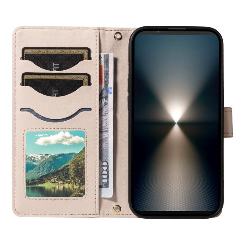 Leren Hoesje Sony Xperia 1 Vii Gewatteerd Met Riem En Schouderriem Bescherming Hoesje